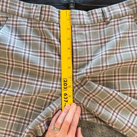 Banana Republic Avery Plaid Pants 8 Gray Red Pink Ankle Mid-Rise Stretch Trouser - Picture 6 of 8